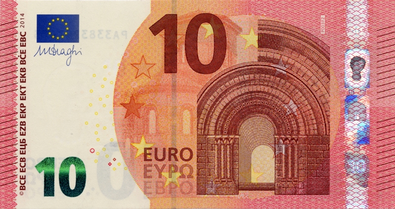 Новая банкнота номиналом 10 евро второй серии – серии «Европа»